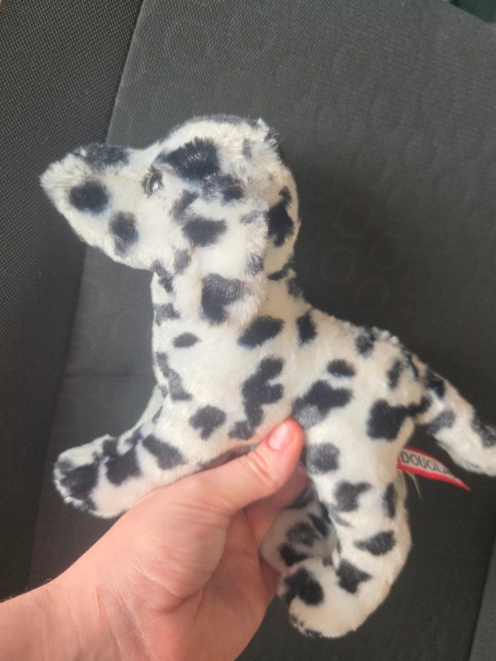 Black & White Spotted Plush Puppy - Soft Cuddly Stuffed Animal